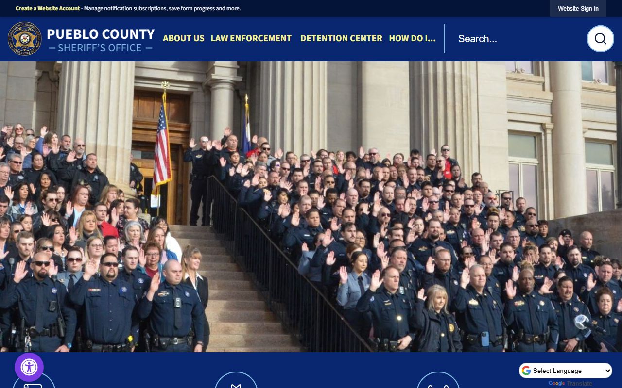 Pueblo County Sheriff's Office website homepage